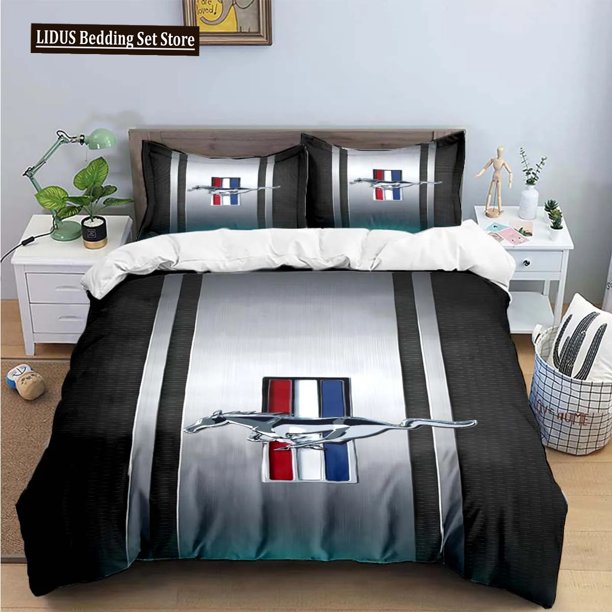 x2583 Bed Sheets Mustang Car Logo Bedding Set Boys Girls Twin Size Duvet Cover Pillowcase Bed Boys Adult Home Textileextile 3-Piece Bedding Set (1 Duvet Cover + 2 Pillow Shams) nj2583