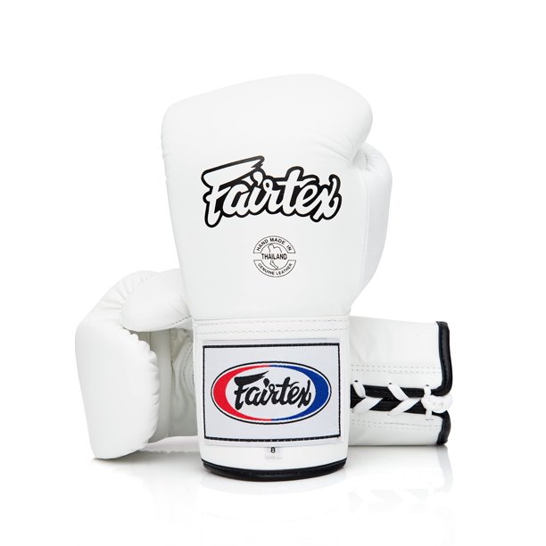 Guantes de Boxeo Fairtex BGL6 de Cuero con Cierre de Cordones y Pulgar Bloqueado para Muay Thai