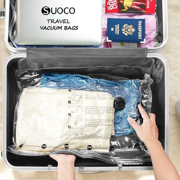 Bolsas al Vacío SUOCO 18 Combo Bomba Recargable Ropa Viaje