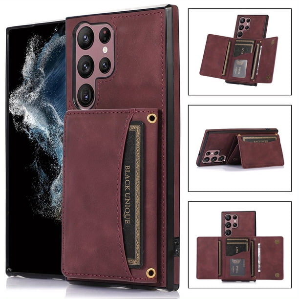 Wine Red Triangle Business Leather Case For Galaxy S22 S21 Ultra / S22 S21 S20 Plus / S22 S21 S20 / A52 / A71 / A72 / A22 / A32 / A21S / S20 FE