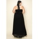 thumbnail image 3 of Vestido Largo De Gasa Plisada Con Ribete Dorado Cuello Y Cinturón Abertura En El Pecho Negro (talla Grande Para Mujer), 3 of 3