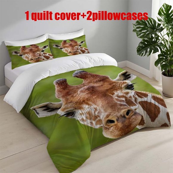 3pcs Giraffe Unique Spotted Pattern Bedding Set | Duvet Cover and 2 Pillowcases All Season