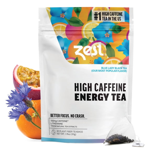 Té negro de maracuyá Tea Zest Energy Blue Lady, 20 unidades