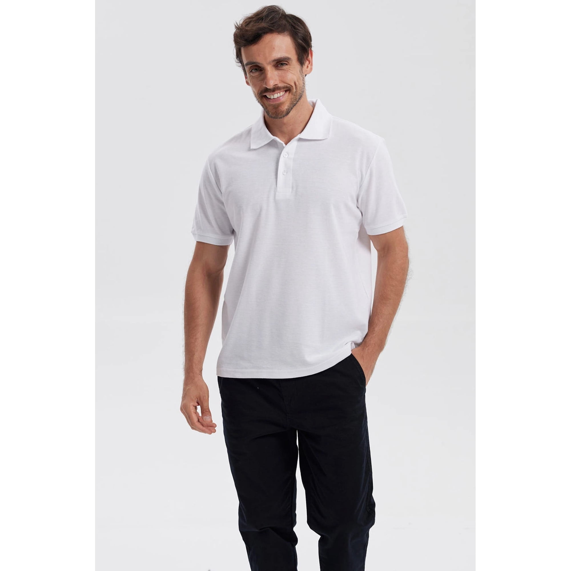 Fashionspark - Polera Hombre Piqué Básica Lisa Blanco