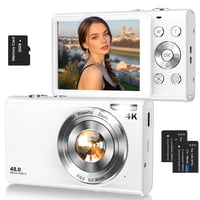 Cámara Digital Lecnippy 4K De 48 Mp Con Tarjeta De 32 Gb Con Zoom 16X, Color Blanco