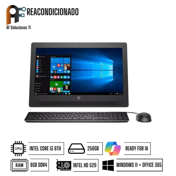 AIO HP ProOne 400 G2 (I3 6TH - 8GB - 256GB)(Windows11-Office365)Reacondicionado