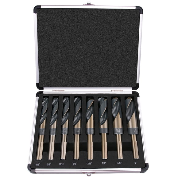 Juego de brocas EFFICERE de 8 piezas con vástago reducido M2 HSS de 1/2»