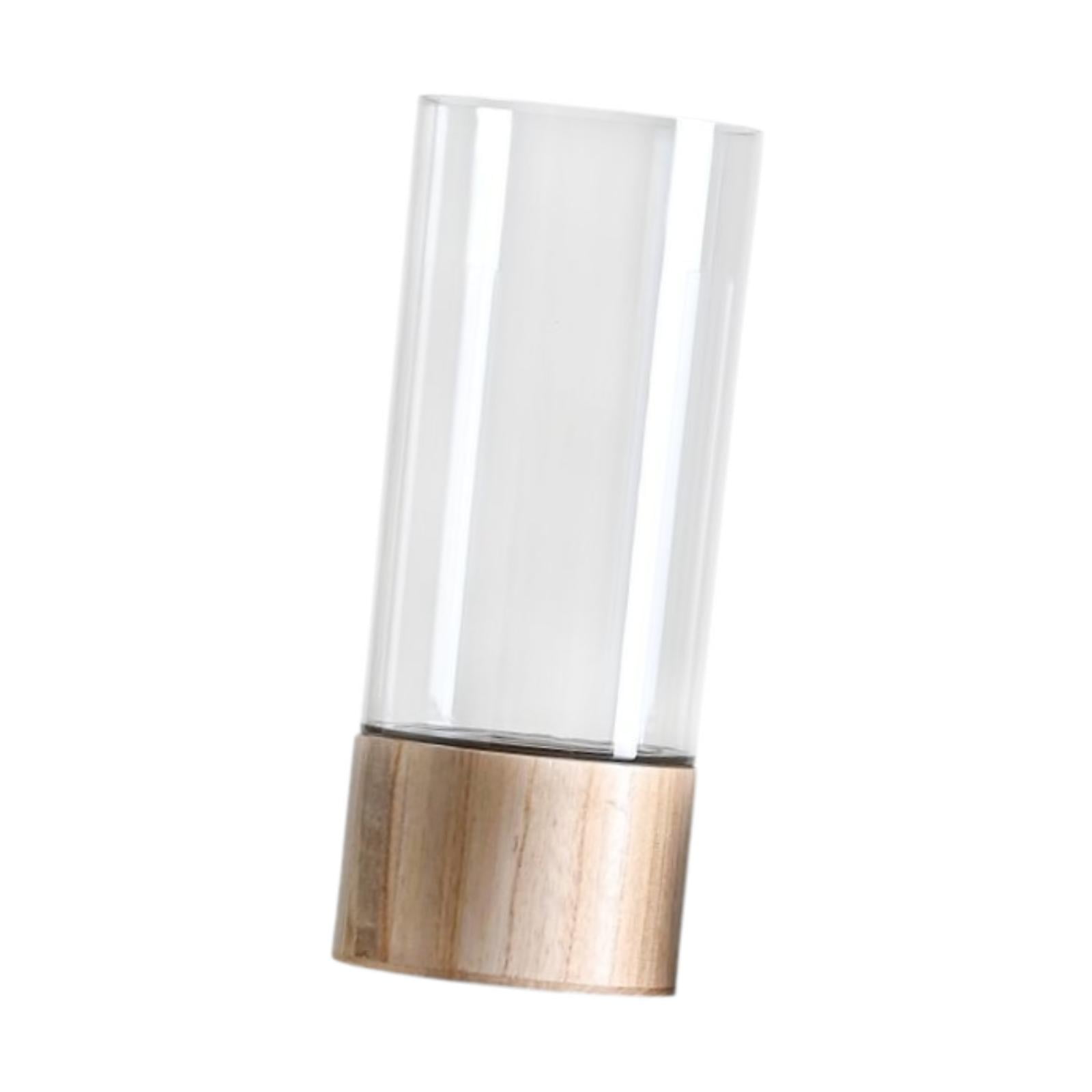 Bothyi - Jarrón Cilíndrico De Flores Con Base De Madera Para Centro De Mesa De Fiesta Y Hogar.