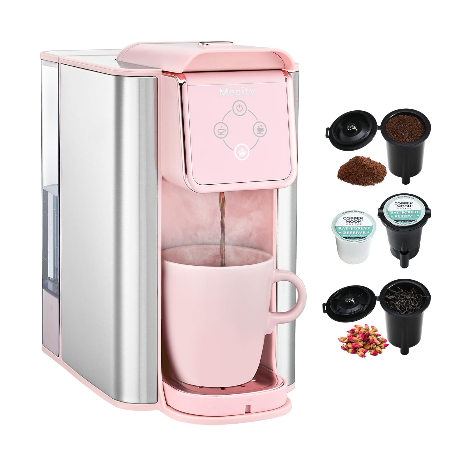 Cafetera Mecity Pink 3 En 1, Servicio Individual, 50 Ml, 120 V, 1150 W