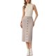 thumbnail image 2 of INSPIRE CHIC Falda Midi de Punto para Mujer con Cintura Elástica, Línea A, Decoración de Botones, Falda Casual de Canalé XS Albaricoque Rosa, 2 of 6