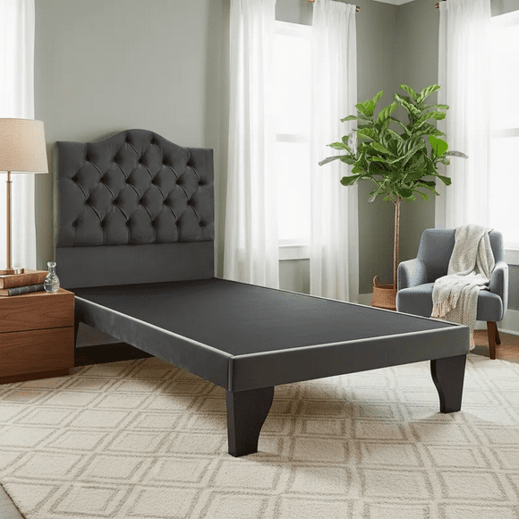 Cama 1,5 Plazas Ovalado, Incluye Base Y Respaldo Negro