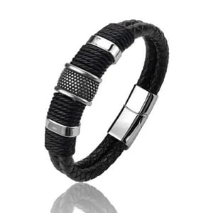 Pios - Pulsera Vintage Multicapa Cuero Pu Negra