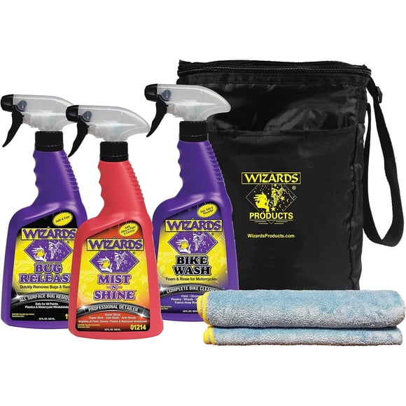 Kit Limpieza Moto Wizards Bike Wash Espuma 3 Piezas