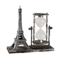 Magideal - Torre De Hierro De Estilo Retro, Reloj De Arena, Temporizador, Decoración De Escritorio, Adornos De Reloj De Arena, Escultura De Centro De Mesa Para C , Plata