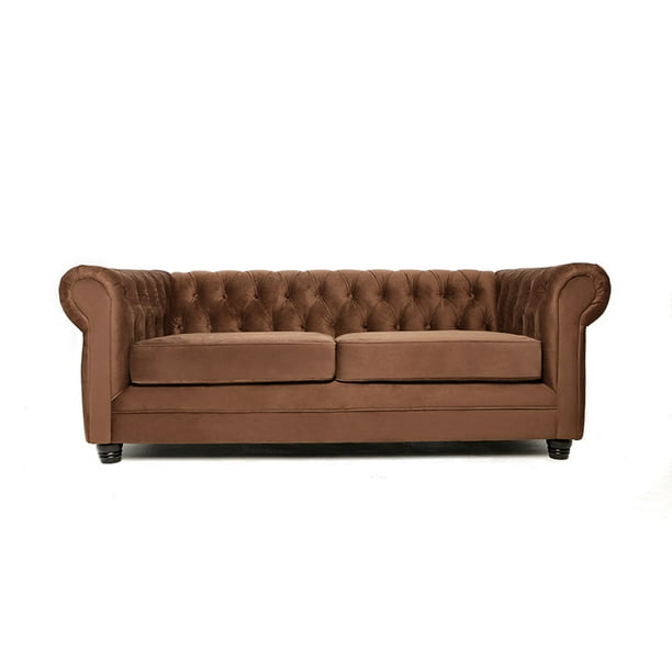 Sofá Chesterfield 3C Felpa Café