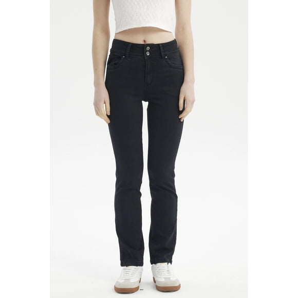 Jeans Mujer Flo Calce Recto Negro - ll