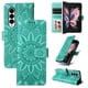 thumbnail image 4 of Funda tipo cartera FOXDOCK para Samsung Galaxy Z Fold 3 , diseño girasol en relieve, cuero PU, cierre magnético, soporte y tarjetero, 4 of 5