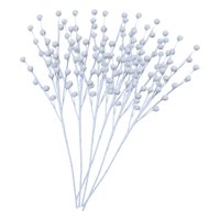 Bothyi - 6 Uds Tallos De Ramitas De Bayas Tallos De Bayas Artificiales Para Halloween Navidad Boda Blanco