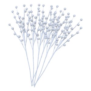 Bothyi - 6 Uds Tallos De Ramitas De Bayas Tallos De Bayas Artificiales Para Halloween Navidad Boda Blanco