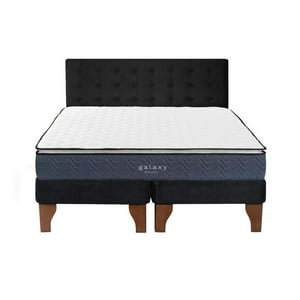 5° Sueño - Cama Europea Galaxy 2 Plazas + Respaldo Capitoné Madera Negro