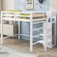 M&Ms - Full Size Loft Bed With Built-In Storage Wardrobe And Staircase, White(Old Sku Sm000527Aak)