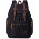 thumbnail image 1 of Mochila Bluboon de lona vintage de piel casual negra, 1 of 6