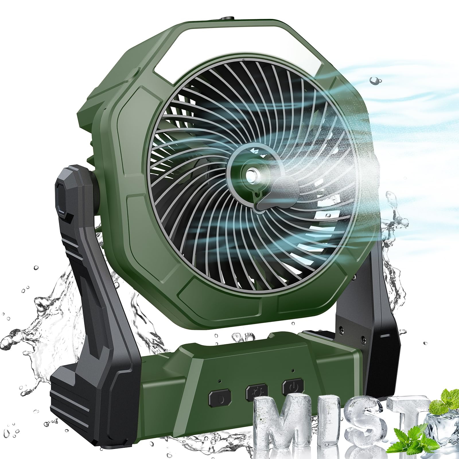 Ventilador Nebulizador Portátil Ausic De 8 Pulgadas Con Tanque De Agua De 250 Ml Y 10000 Mah