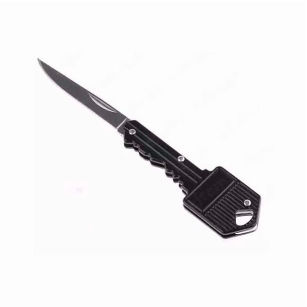 Llavero Multifuncional Con Cuchillo Plegable Negro