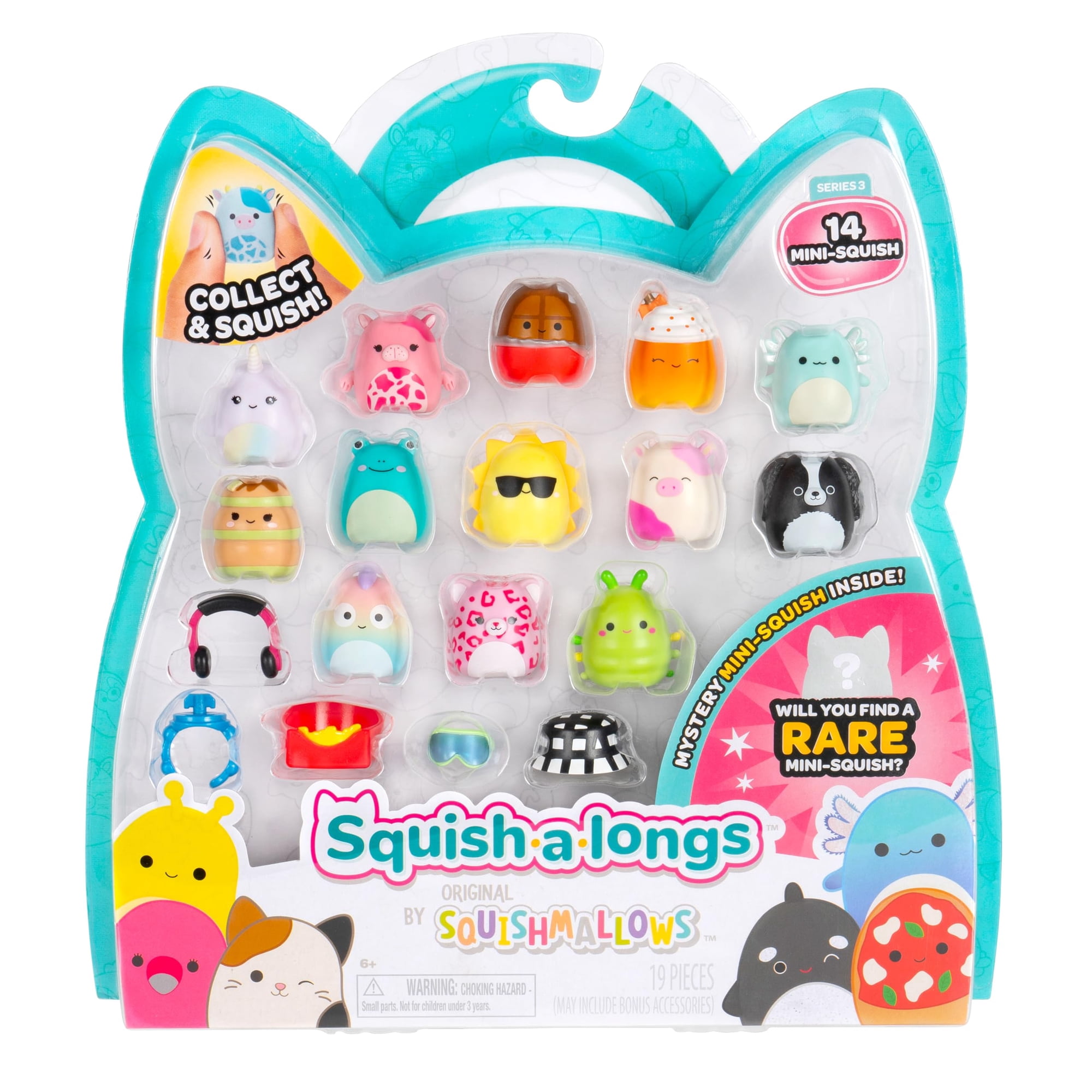 Mini-squish Squish-a-longs, Paquete De 14 Unidades, Modelo Wave 3, Estilo 1, Con Accesorios