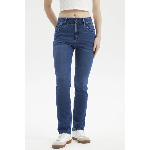 Jeans Mujer Flo Calce Recto Azul Oscuro - ll