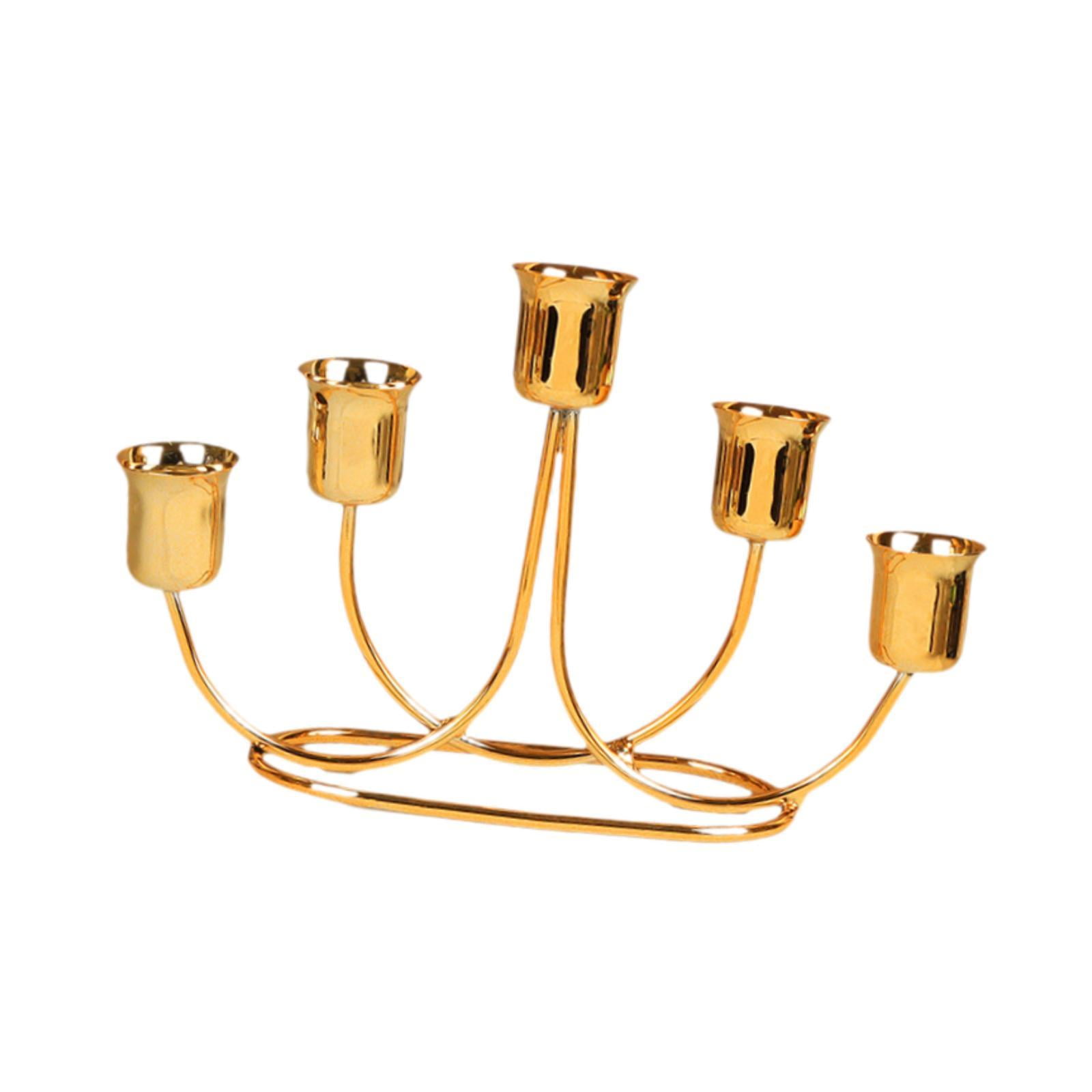 Magideal - Candelabro De Pilar Para Velas, Soporte Para Velas, Decoración Festiva De Mesa De Metal Para Fiestas, Mesa De Comedor, Candelabro Europeo De 5 Brazos