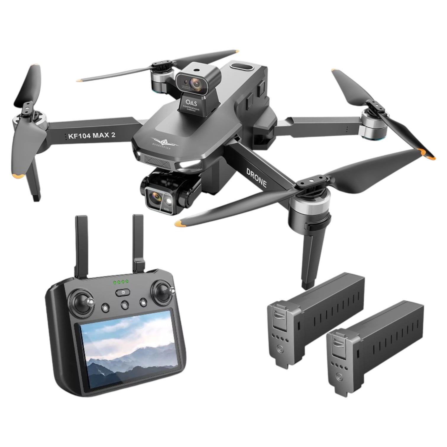Kfplan - Dron Kf104 Max2 Oas Gimbal Gps Wifi 5g 4k 6km 3900mah Con Pantalla 2 Baterías