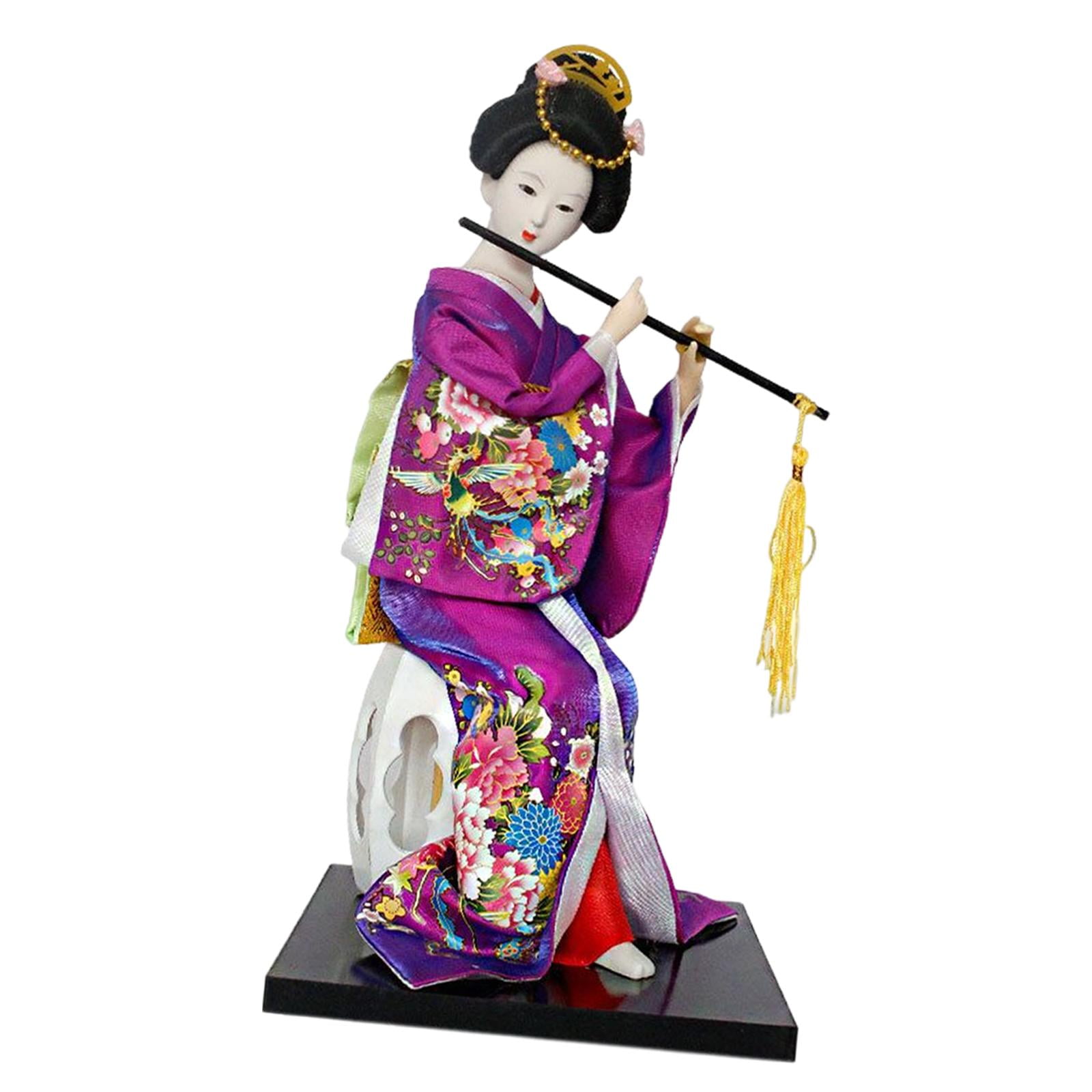 Magideal - Figuras En Miniatura De Muñeca Geisha Japonesa De 30 Cm, Estatua De Niña, Escultura De Figura Coleccionable De Geisha Asiática Para Escritorio, Dormit , Púrpura Púrpura B