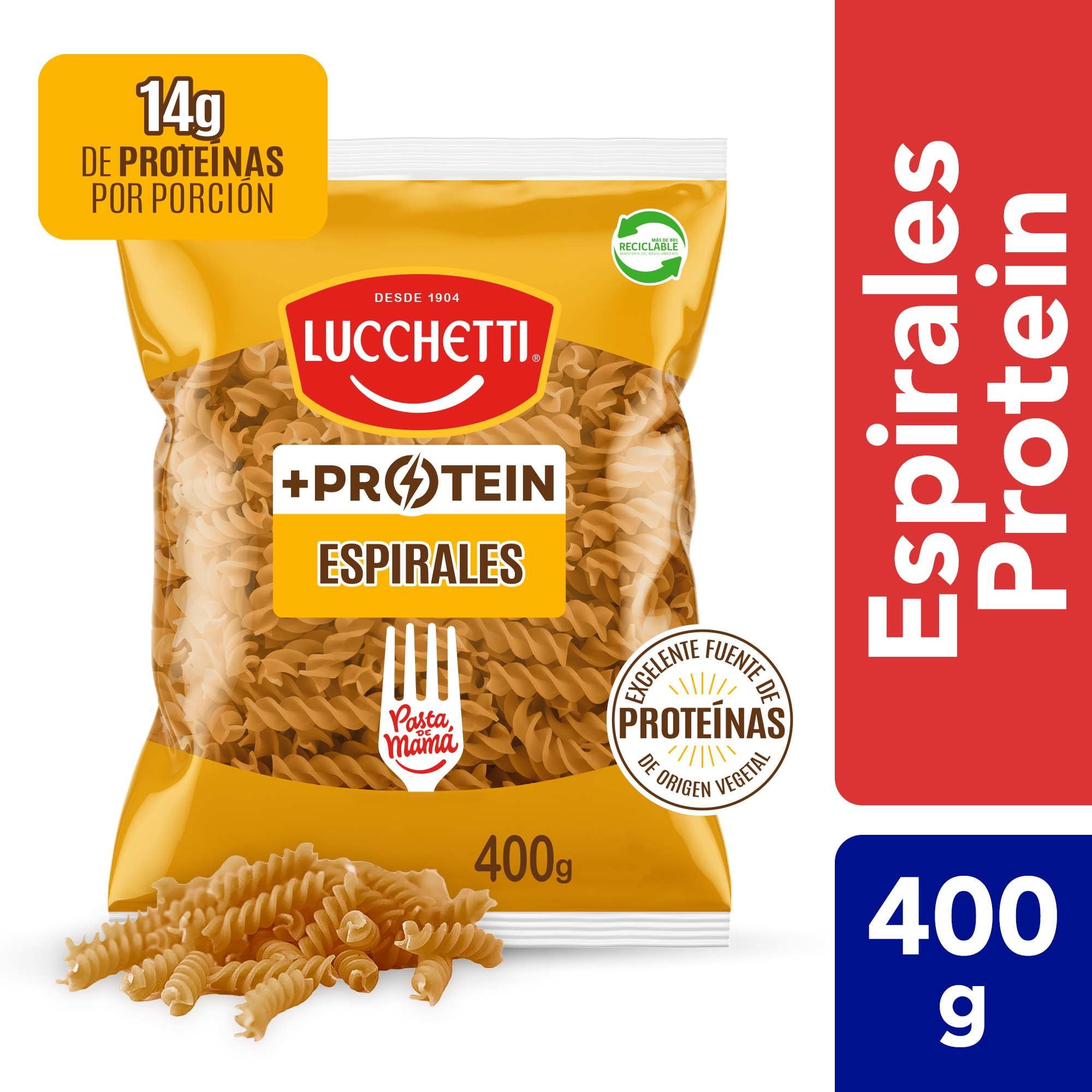 Fideo Pasta Proteína Espirales Bolsa 400 g Lucchetti
