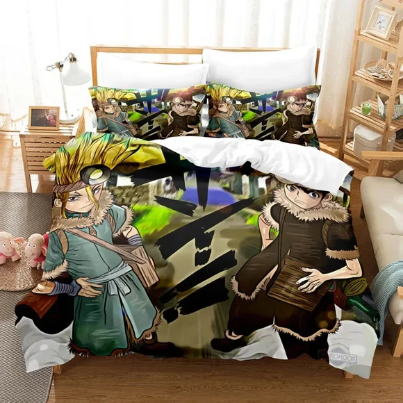 Fashion Anime Dr.Stone Senku Bedding Set Boys Girls Twin Size Duvet Cover Pillowcase Bed Kids Adult Home Textile Bed Sheets