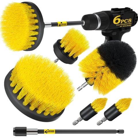 Juego De Cepillos De Limpieza Holikme Power Scrubber, Paquete De 6, Amarillo