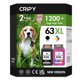 thumbnail image 1 of Cartuchos de tinta CRIPY 63XL combo pack negro y color 2 piezas, 1 of 6