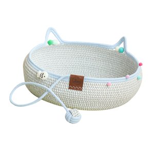 Ioensy - Cesta De Cama Tejida Para Gatos, Adorable, Resistente Al Desgaste Para Todas Las Estaciones, Casa Con Forma De Gatito S