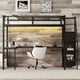 thumbnail image 1 of Twin XL Size Loft Bed with L-shaped Desk and USB, Metal Loft Bed with Wardrobe and Adjustable Shelf, High Loft Bed with LED for Kids Teens Adults, Black, 1 of 3