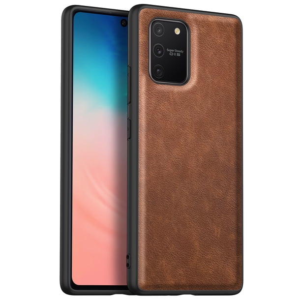 High Quality Retro Leather Vintage Protective Phone Case Cover, Shock Resistant TPU Soft Border For Samsung Galaxy S10 Lite