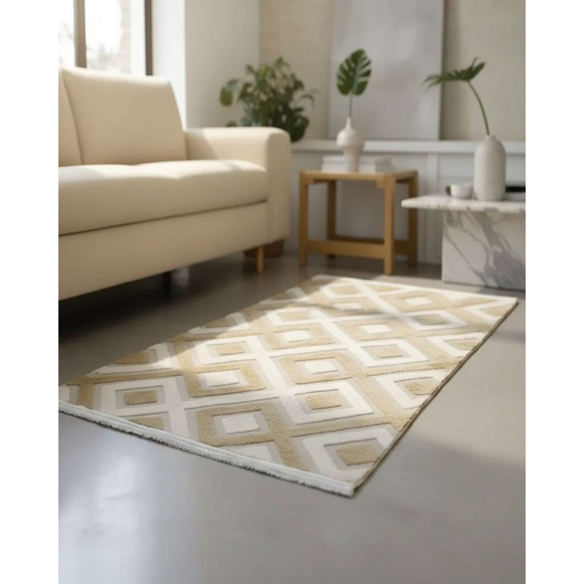 Feiya - Alfombra Con Relieve Diseño Jacquard Antideslizante 150x200 Cm