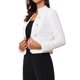 thumbnail image 4 of INSPIRE CHIC Chaqueta de Tweed para Mujer con Cuello Mao, Abierta y Recortada, Talla S, Blanco Claro, 4 of 6