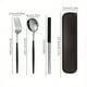 thumbnail image 3 of Upgrade Your Outdoor Dining Experience with our 3/4pcs Stainless Steel Portuguese Tableware Set - Perfect for Students! Includes Wiping Spoon and Chopsticks for Healthy Care. Fast Delivery Guaranteed!, 3 of 5