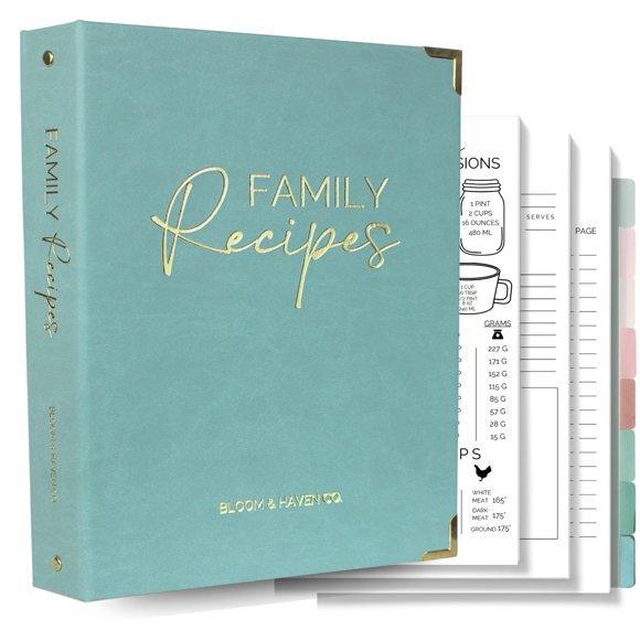 Libro de recetas Bloom & Haven Co. Verde impermeable