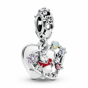 Dije Colgante Pandora Disney Winnie The Pooh Y Piglet Doble Corazón Plata Esterlina
