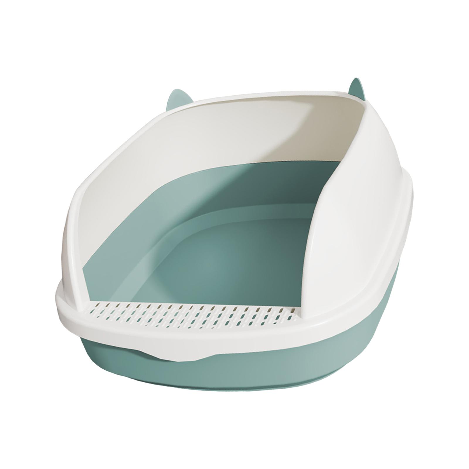 Ioensy - Caja De Arena Para Gatos De Cara Alta, Orinal Para Gatos, Inodoro Para Conejitos, Suministros Para Mascotas, Viaje, Azul S