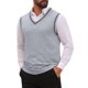 thumbnail image 4 of INSPIRE CHIC Chaleco de Suéter para Hombre Cuello en V Jersey Sin Mangas Top M Gris Claro, 4 of 5