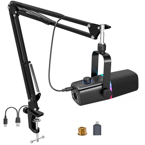 Micrófono Zealsound KD8S Dinámico USB XLR RGB Kit