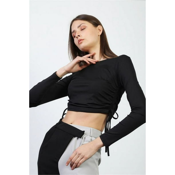Body Mujer Crop con Amarre Negro Talla S