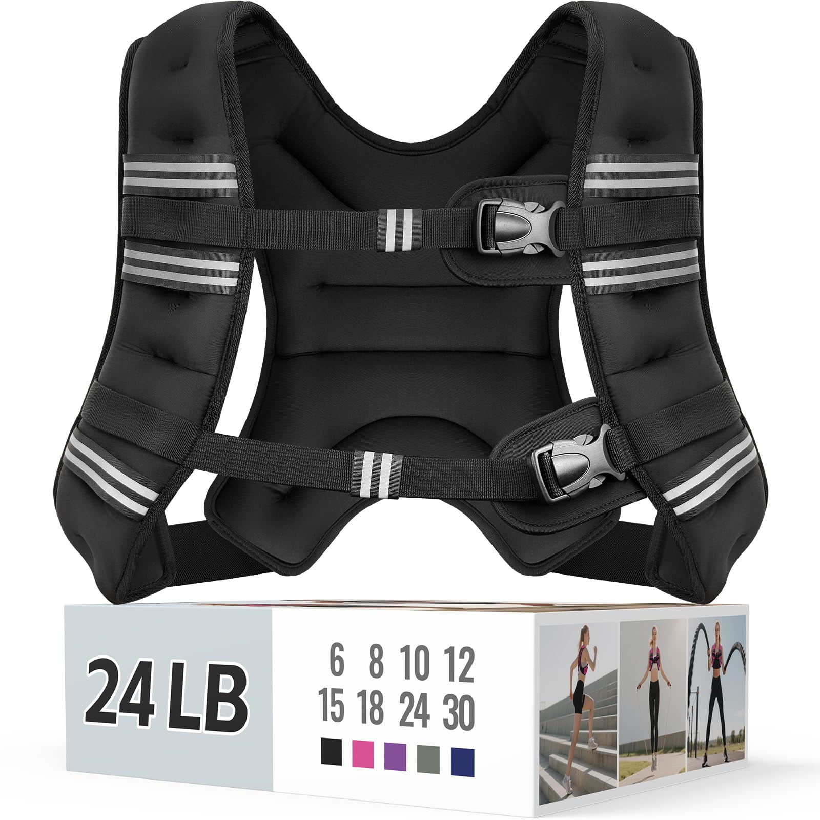 Chaleco Pesado Zeerun De 11 Kg Para Mujeres Y Hombres De 24 Libras Con Reflectante